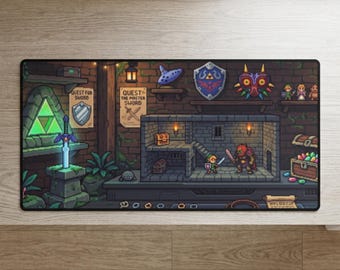 Tappetino da scrivania Pixel Dungeon Adventure / Scena di gioco fantasy / Ispirato al retrò
