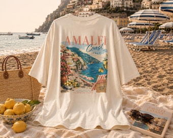 Amalfikust, Italië | Lemon Coastline Shirt 100 katoenen oversized T-shirt
