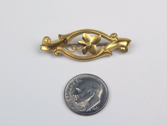 Dainty 9 kt Yellow Gold ART NOUVEAU c. 1900's Flo… - image 4