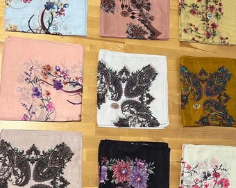 Turkish Scarf Square Shawl, Soft Fabric, Neck or Hair Band (90cm x 90cm)