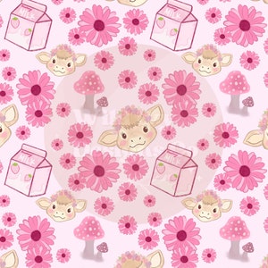 Pink Cow Pattern Peel and Stick Wallpaper Sample - 19′′x19′′, PVC-Free