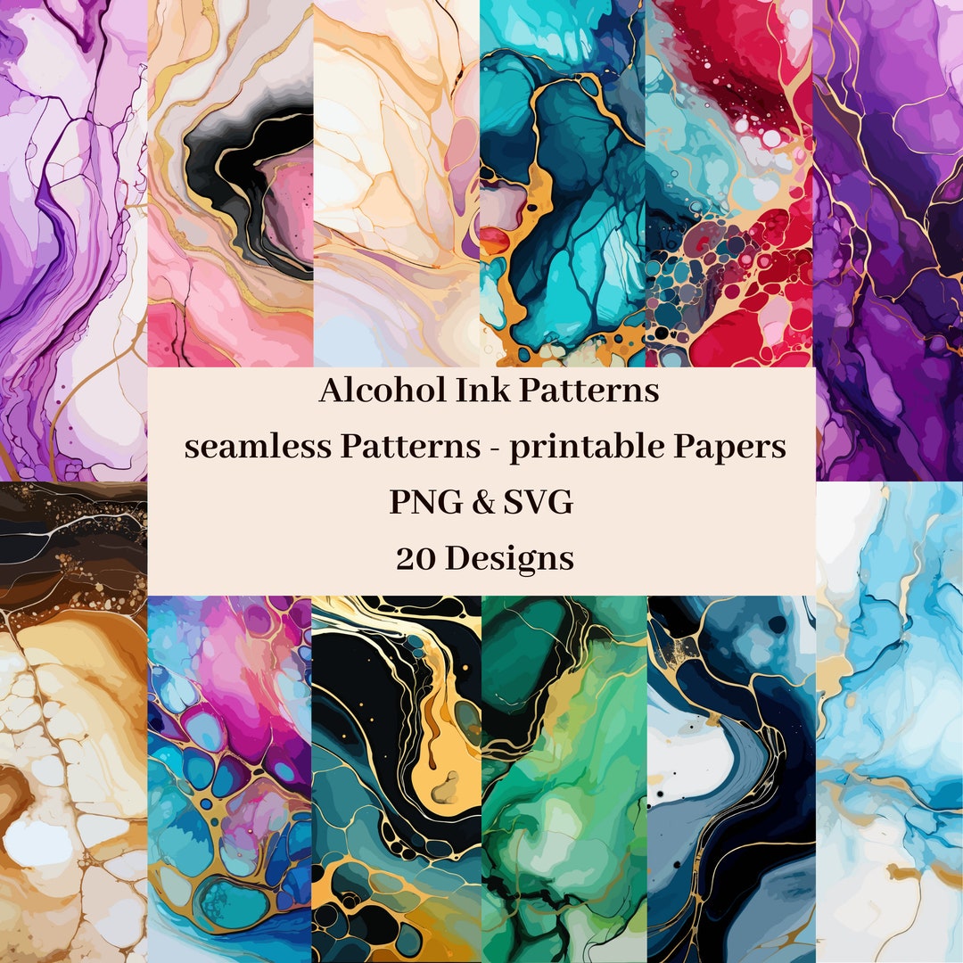 Alcohol Ink Pattern Digital Paper Set Watercolor Background Trendy ...