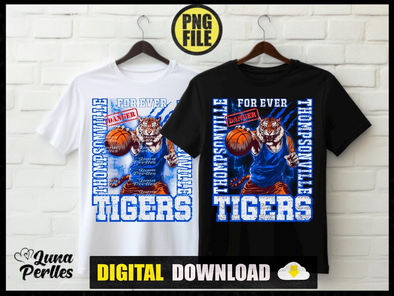 Thompsonville Tiger Playing Basketball Funny Graphic Design Png Etsy