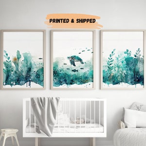 Under the Sea Wall Art Prints Set of 3 Ocean Nursery Decor Nautical ...