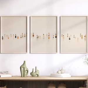 LakelzDecor Menschen am Strand Printable, Minimalistischer Abstrakter Print, 3er Set, Beige Schlafzimmer Wandkunst, Neutrale Wohndekoration