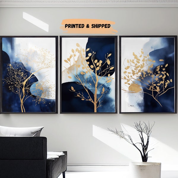 Gold and Blue Wall Art Etsy