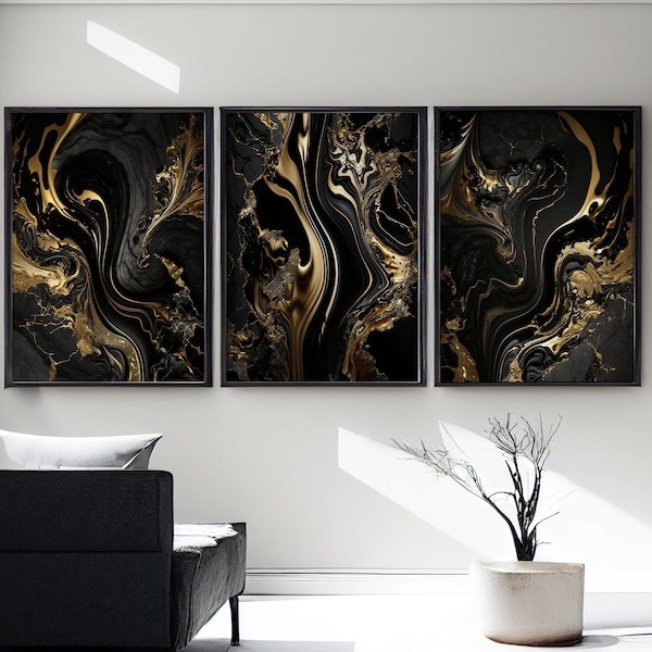 Black and Gold Wall Panel Etsy
