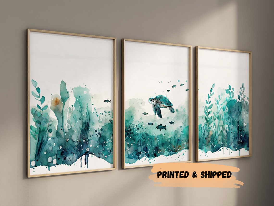 Under the Sea Wall Art Prints Set of 3 Ocean Nursery Decor Etsy