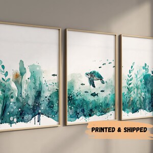 Under the Sea Wall Art Prints Set of 3 Ocean Nursery Decor Nautical ...