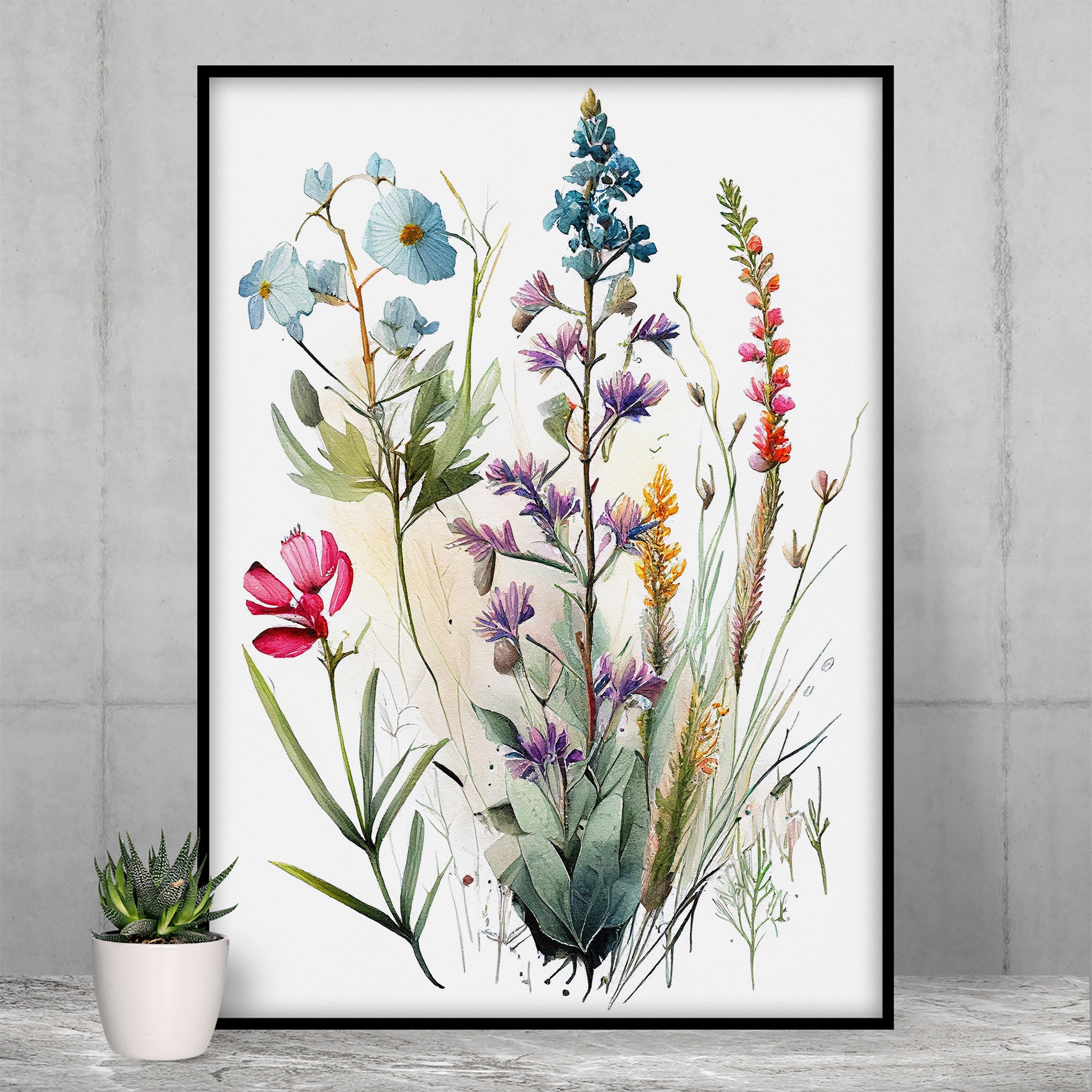 Colorful Wildflower Wall Art Printable, Set of 3, Bright Floral Prints ...