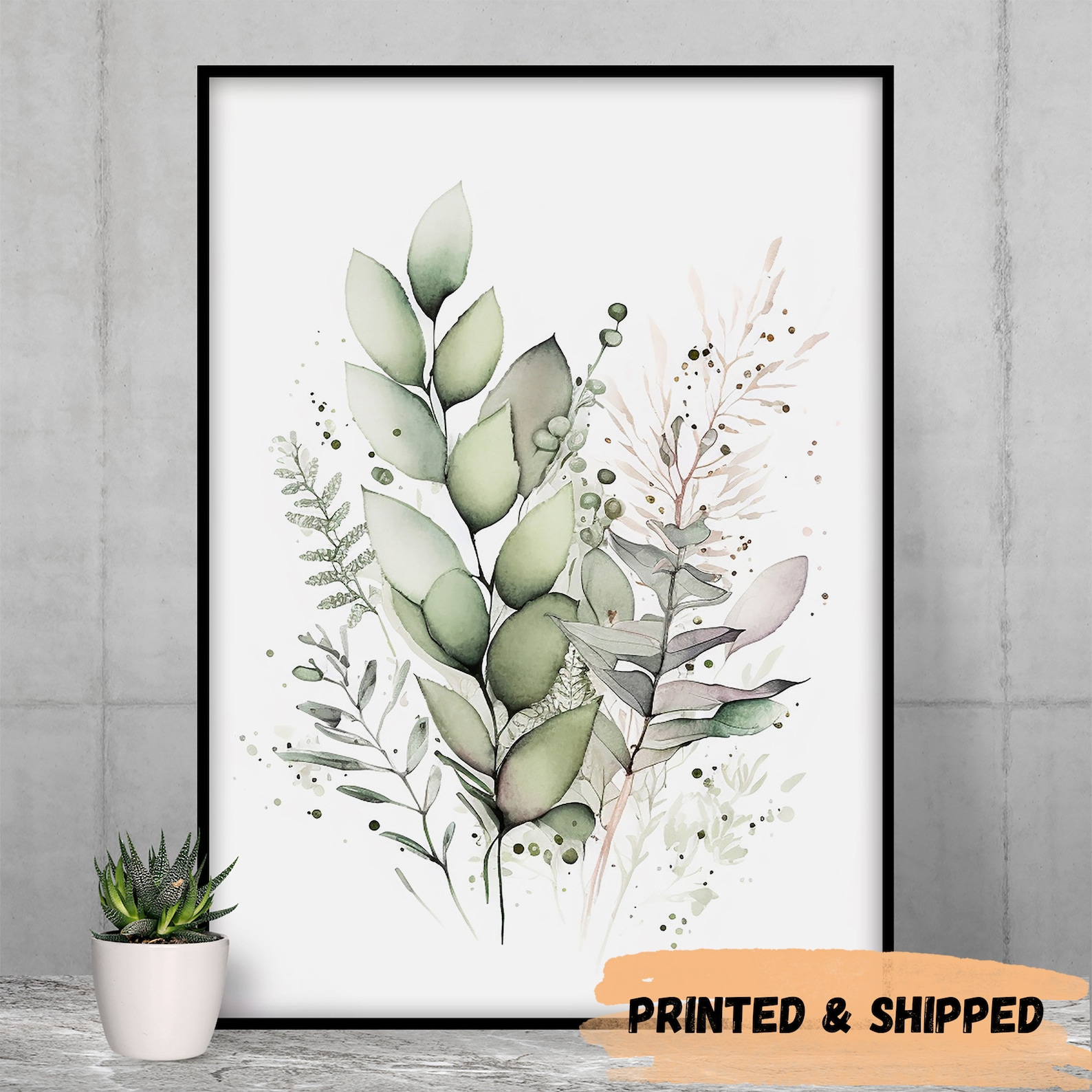 Sage Green Watercolor Botanical Prints Set of 3 Beige Wild - Etsy