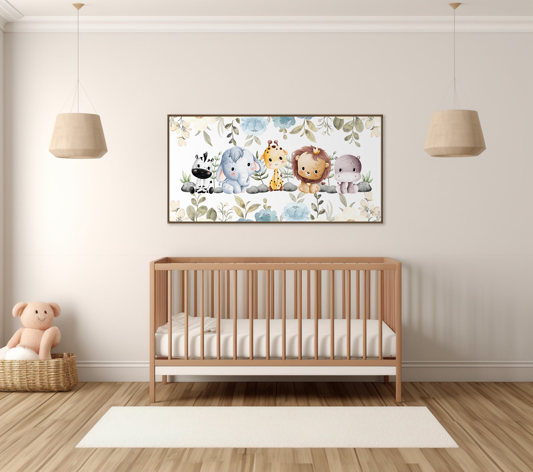 6-teilige Safari-Wanddekoration Fürs Kinderzimmer – Tierdrucke Auf Leinwand, 20,3x25,4 Cm, Ungerahmt