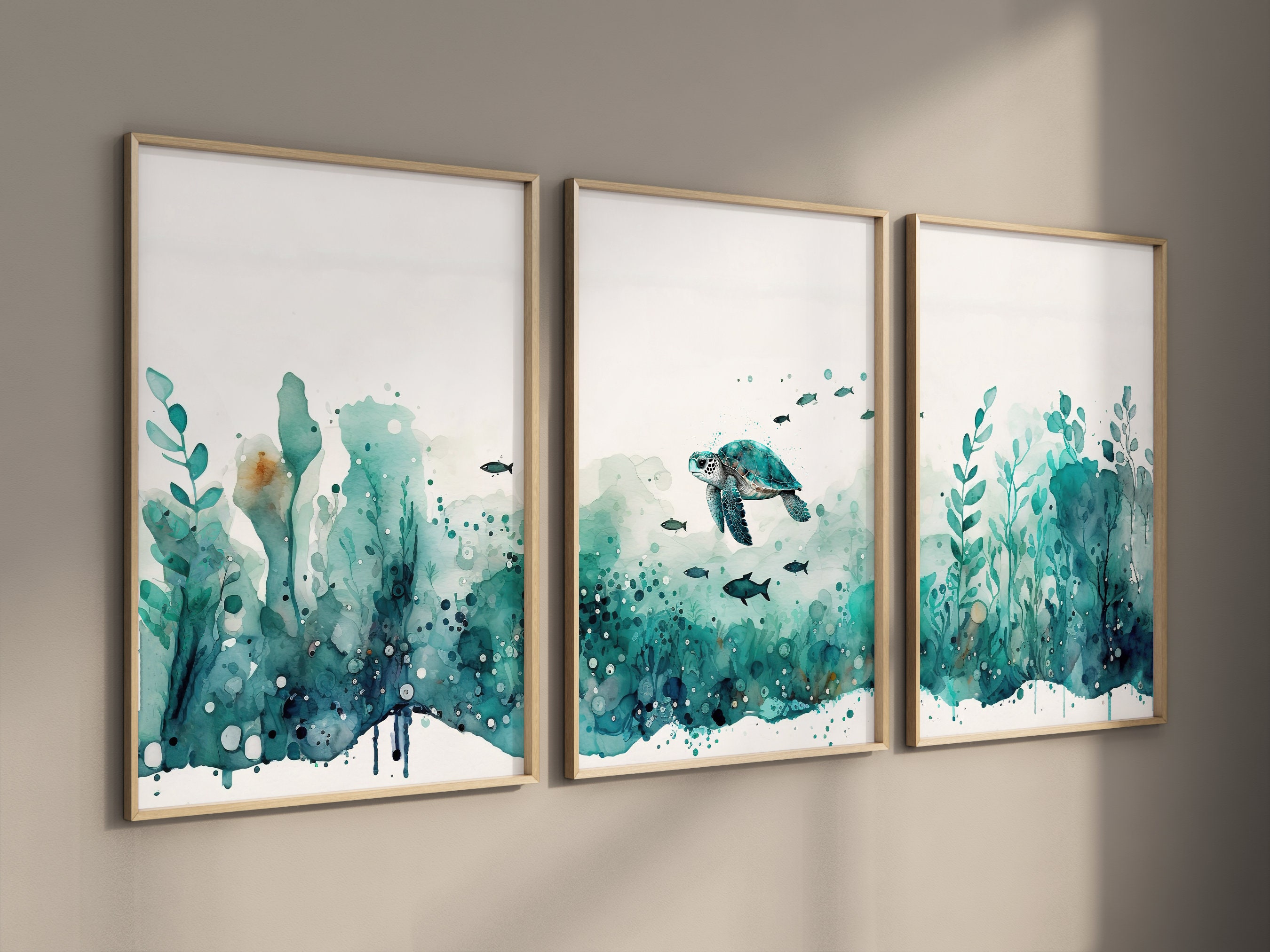 Under the Sea Wall Art Set of 3 Ocean Nursery Decor Nautical Printable ...