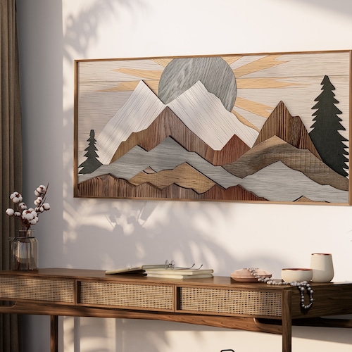 LakelzDecor Wood Inspired Mountain Ra...