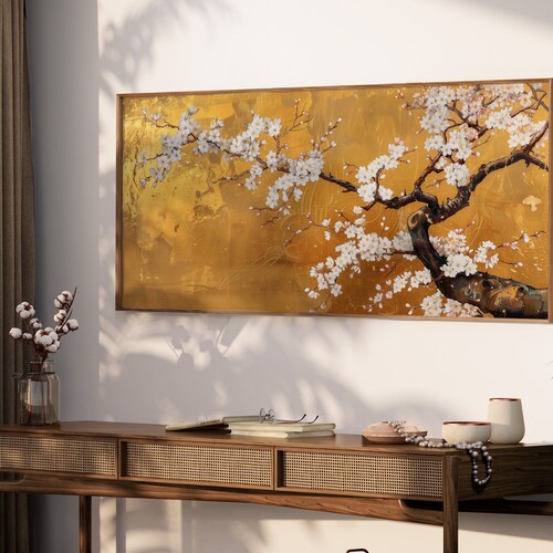 Lakelzdecor Vintage White Sakura Wall Print, Ogata Korin Artwork