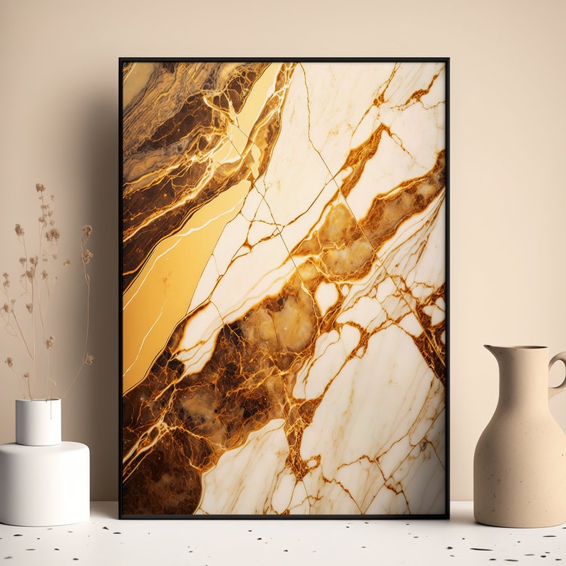 Beige & Gold Wall Printable Marble Wall Print Set of 3 Beige Bedroom Wall Art Beige Wall Decor Beige and Gold Luxury Living Room Decoration image 4