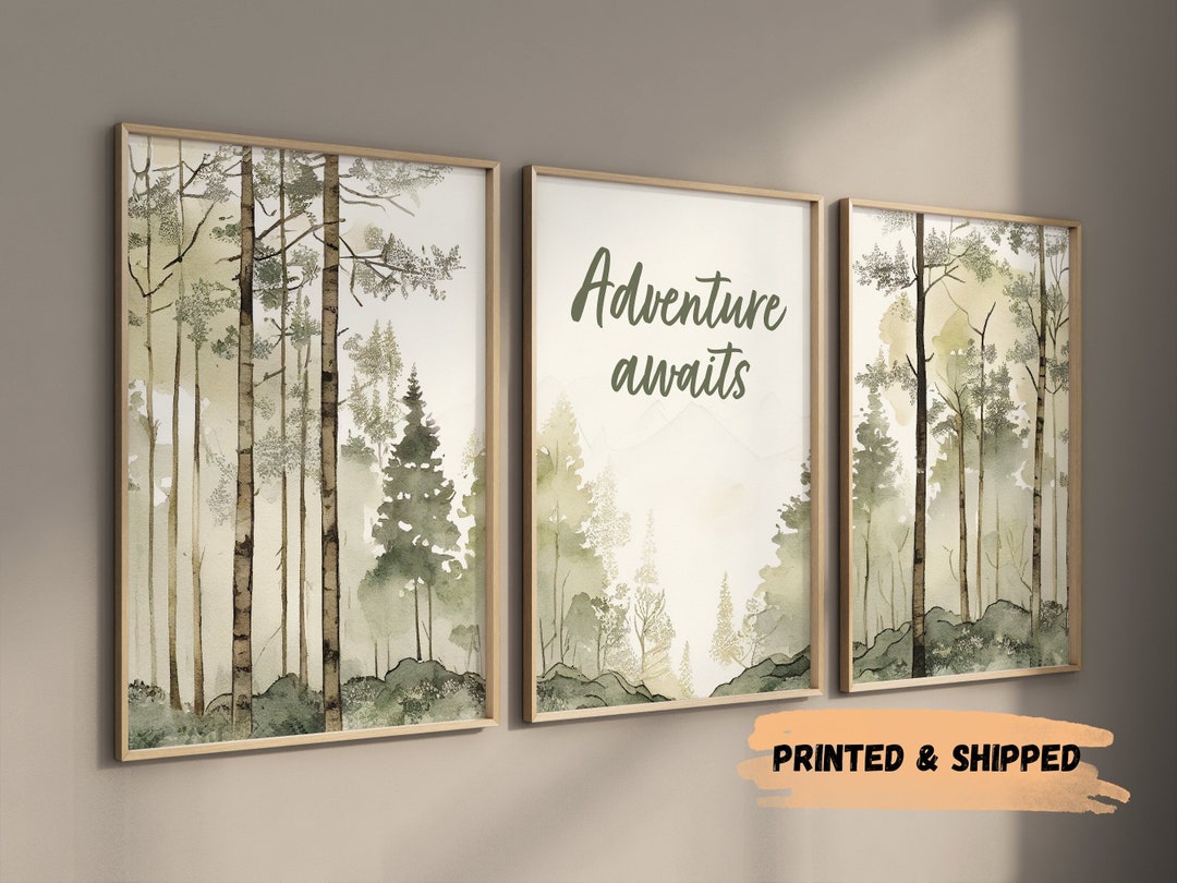 Adventure Awaits Nursery Decor Prints, Set of 3, Nursery Wall Art, Tree ...