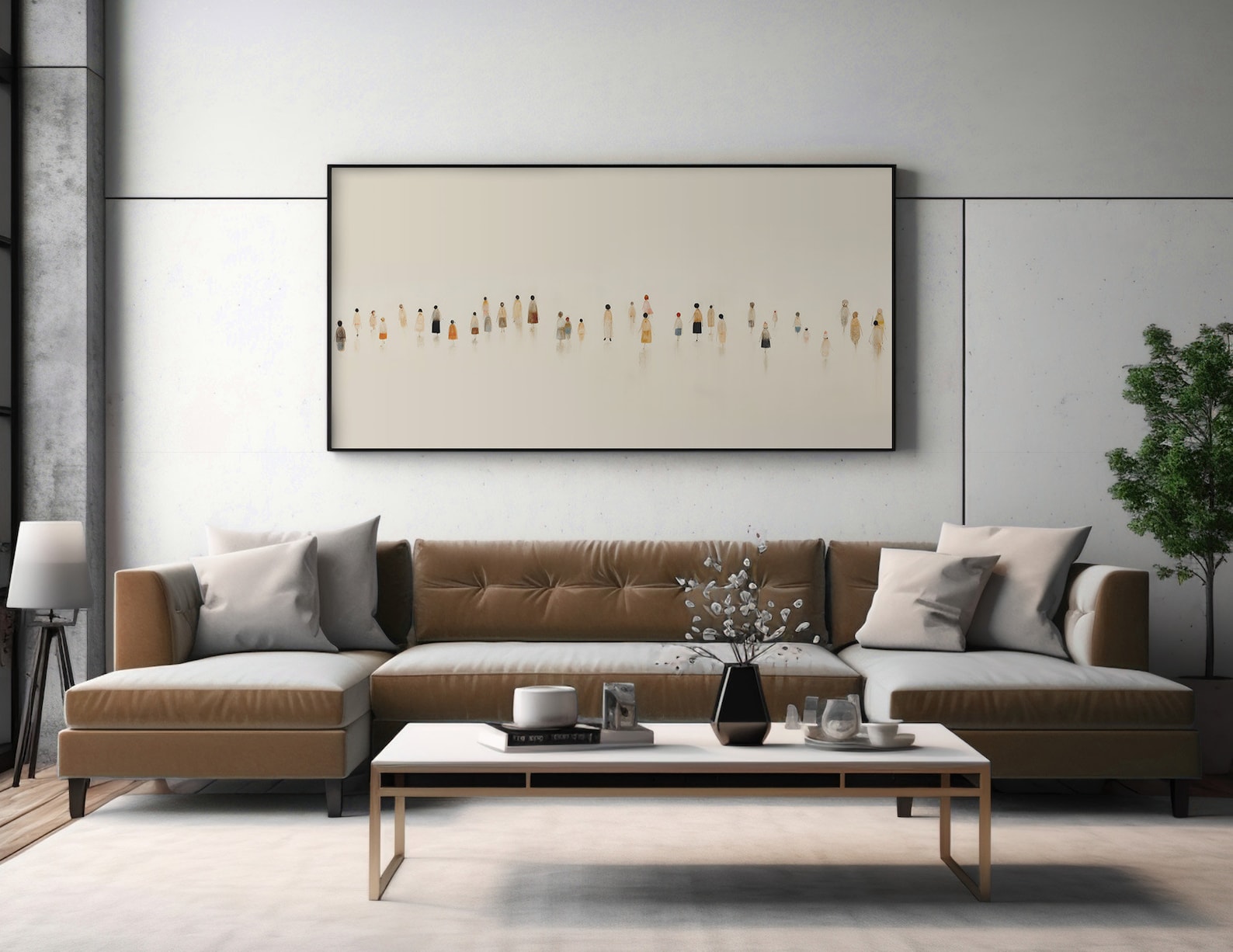 Lakelzdecor Minimalist Color Abstract Print, Wide Horizontal Canvas ...