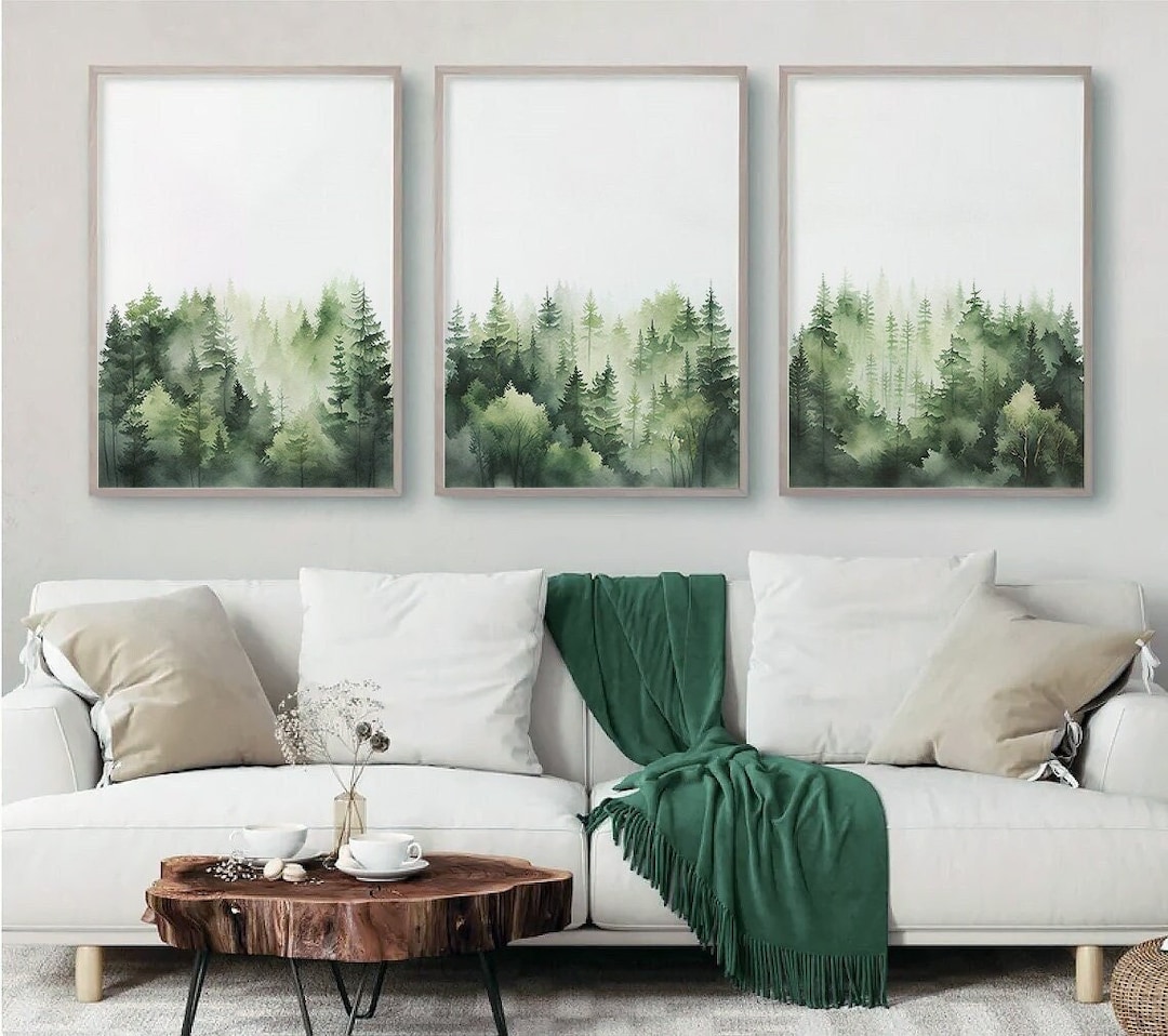 Sage Green Forest, Set of 3, Nursery Wall Art Printable, Tree Nursery ...