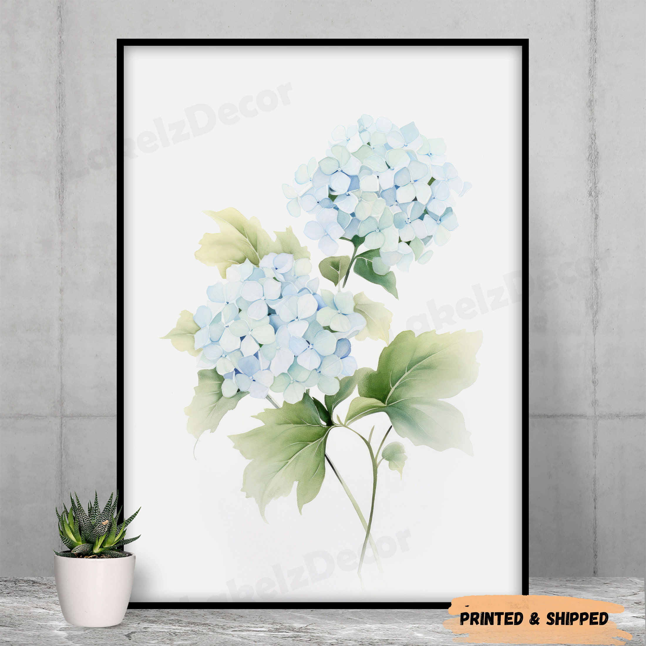 Lakelzdecor Light Blue & Green Watercolor Botanical Prints, Set of 3 ...
