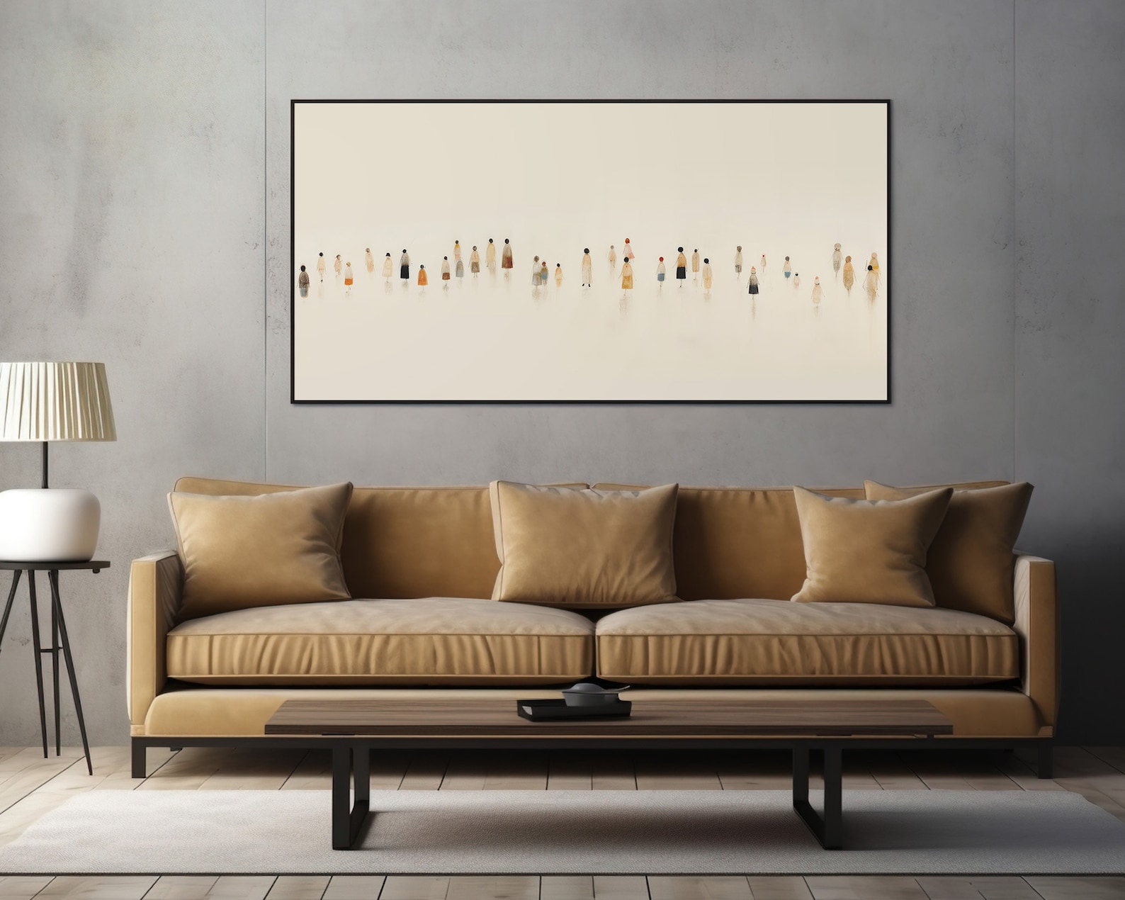 Lakelzdecor Minimalist Color Abstract Print, Wide Horizontal Canvas ...