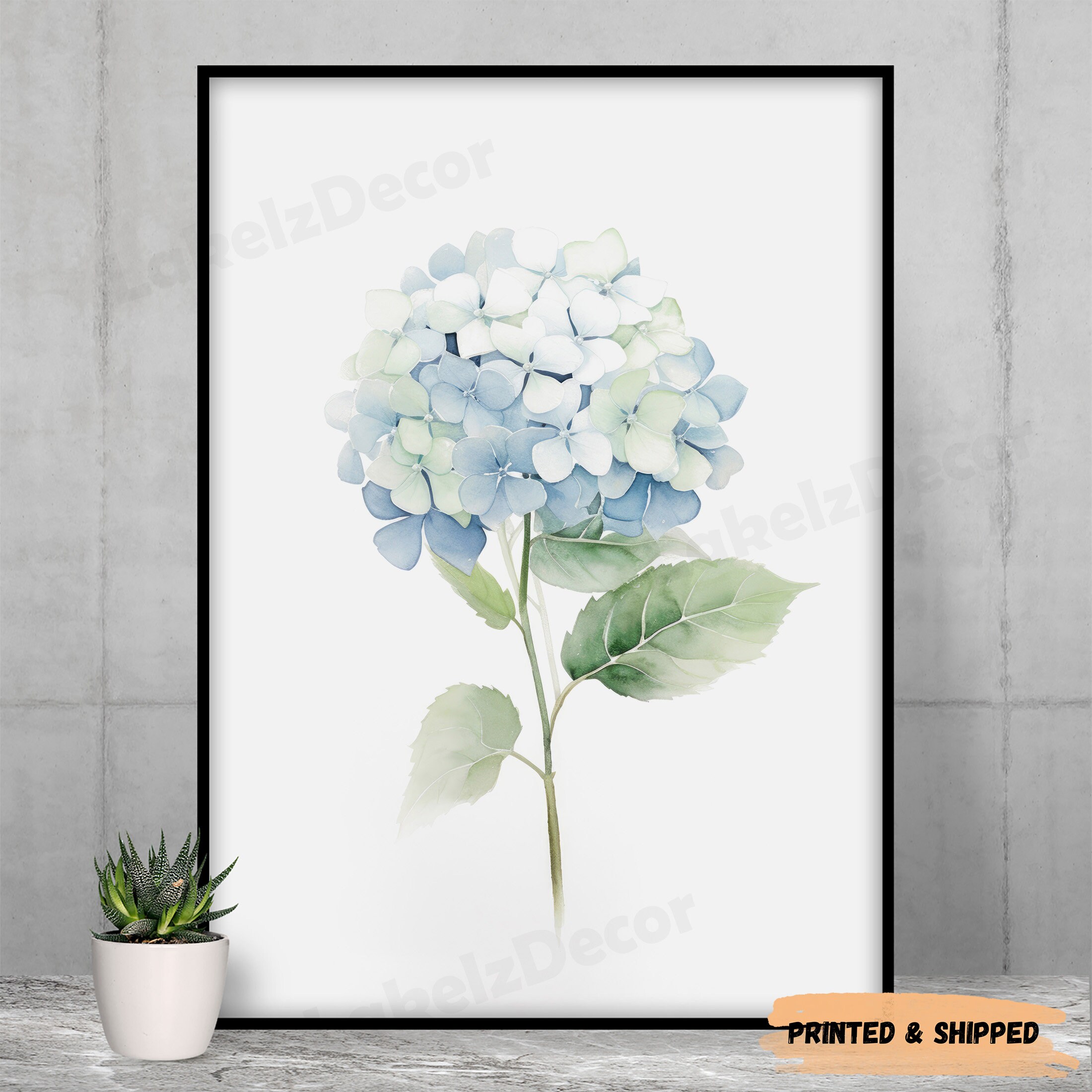 Lakelzdecor Light Blue & Green Watercolor Botanical Prints, Set of 3 ...