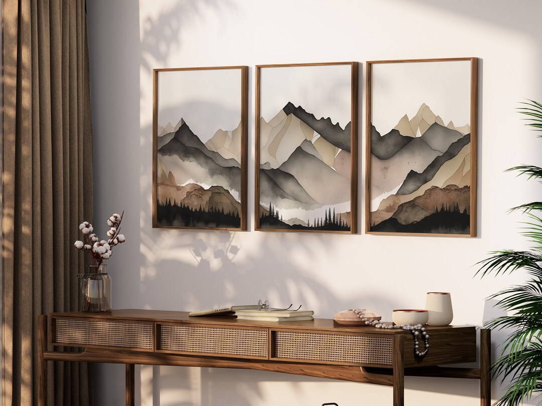 Iron Landscape I - Mirror Framed Print Wall Art - Beige