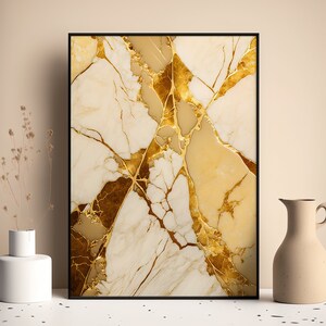 Beige & Gold Wall Printable Marble Wall Print Set of 3 Beige Bedroom Wall Art Beige Wall Decor Beige and Gold Luxury Living Room Decoration image 3