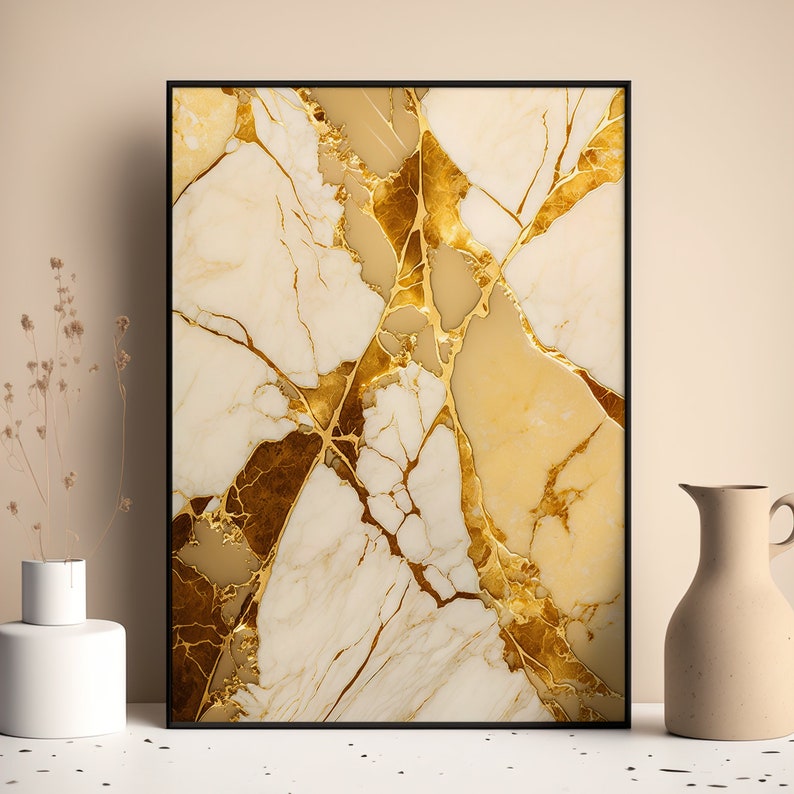 Beige & Gold Wall Printable Marble Wall Print Set of 3 Beige Bedroom Wall Art Beige Wall Decor Beige and Gold Luxury Living Room Decoration image 3