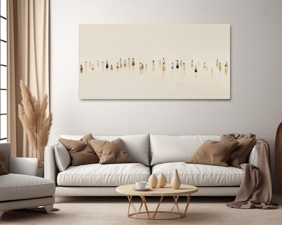 LakelzDecor Minimalist Color Abstract Print, Wide Horizontal Canvas, Minimalist Fine Art Poster, Simple Oil Painting Effect, Gallery Decor
