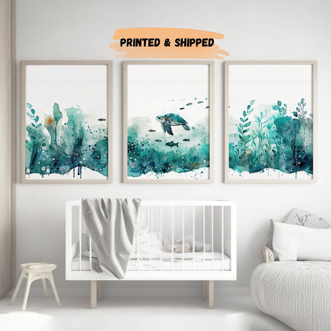 Under the Sea Wall Art Prints Set of 3 Ocean Nursery Decor Nautical ...