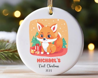 Fox Ornament, Fox Christmas Ornament, Cute Fox Gifts, Woodland Animal Ornaments, Personalized Fox Ornament First Baby's Christmas Gift