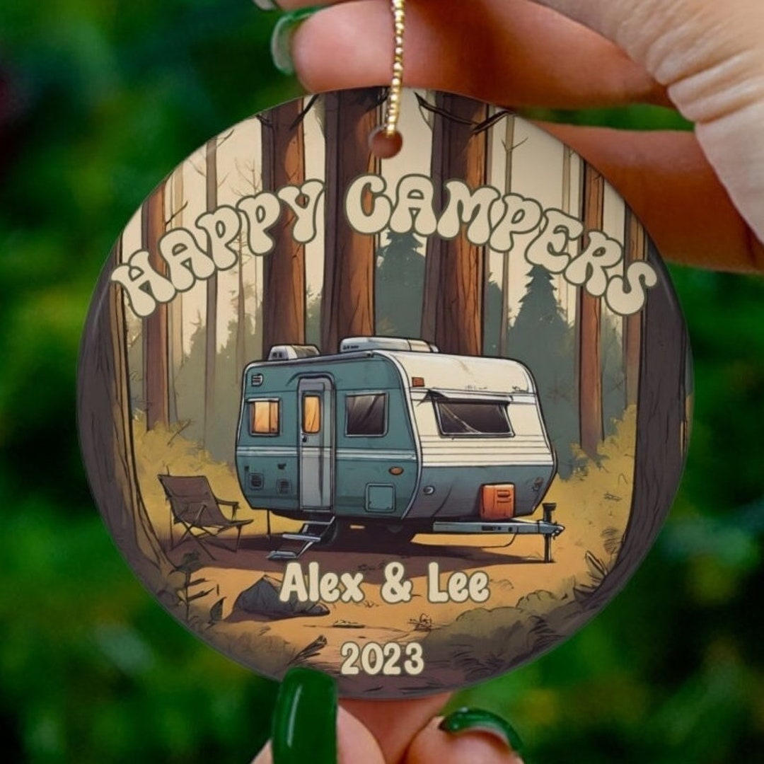 Personalized Camper Ornament, Happy Campers Ornament, Custom Camper Ornament, Christmas Camper ...