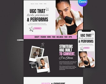 Canva Website Template for UGC Creators & SMM | Bold Pink Portfolio Business Web Design (No Code)