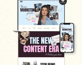 Squarespace Website Template for SMM & Marketers | Colorful Scrapbook Style Business Design | Squarespace 7.1