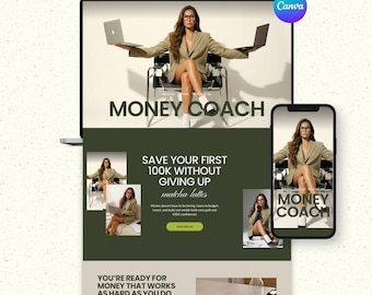 Canva Website Template for Coaches & Podcasters | Modern Luxury Business Webdesign (No Code)