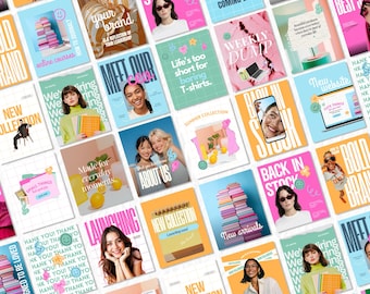 Colorful Instagram Templates | 25 Editable Canva Posts for Shops and Social Media Managers