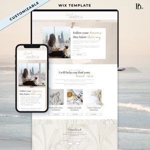 Modèle de site Web Wix beige minimaliste : coach, commerce électronique (téléchargement immédiat)