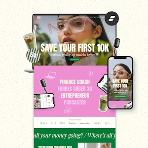 Plantilla web Showit para entrenadores / Creador de sitios web para negocios en color rosa