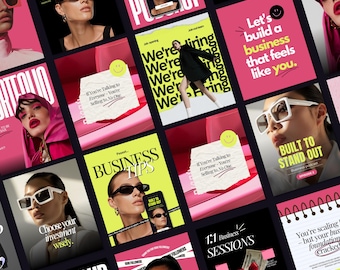 Canva Instagram Templates for Creatives | Bold Pink Neon Templates | Editable Posts