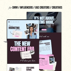 Plantilla web de Canva para creadores de contenido generado por el usuario en redes sociales / Diseño web de portafolio tipo álbum de recortes llamativo imagen 8