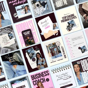 Bold Scrapbook Instagram Vorlagen | Blau Pink Social Media Posts (Canva)