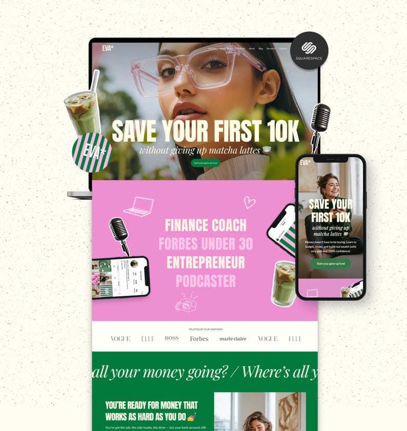 Squarespace Website Template for Coaches & Course Creators | Bold Colorful Business Design | Squarespace 7.1 image 1