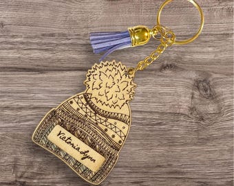 Cute Customized Name Beanie Keychain