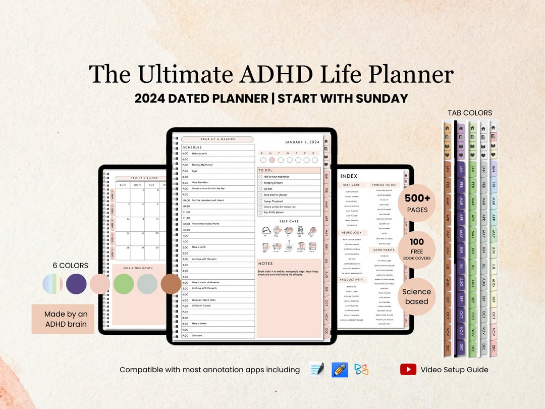 All in One ADHD Digital Planner for Goodnotes, iPad & Android. Adhd ...