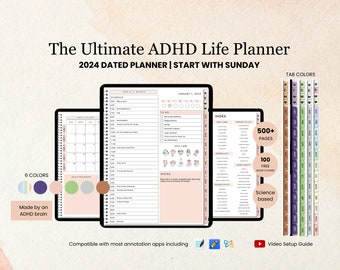 All in One ADHD Digital Planner for Goodnotes, iPad & Android. Adhd Digital Planner, Adult ADHD Daily Planner