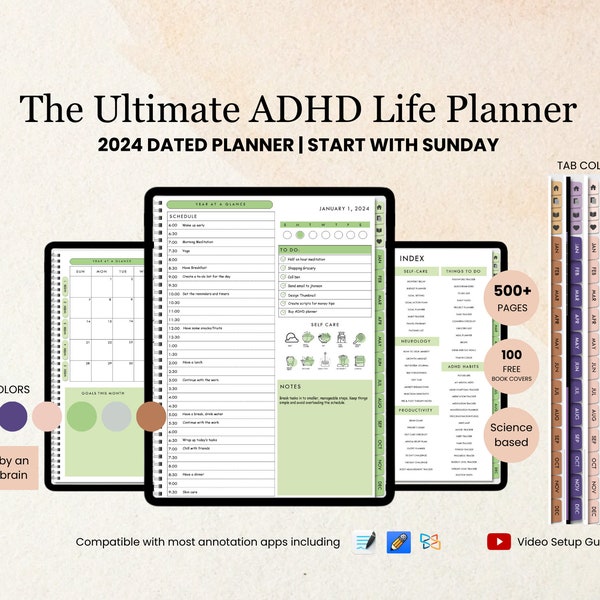 All in One ADHD Digital Planner for Goodnotes, iPad & Android. Adhd Digital Planner, Adult ADHD Daily Planner