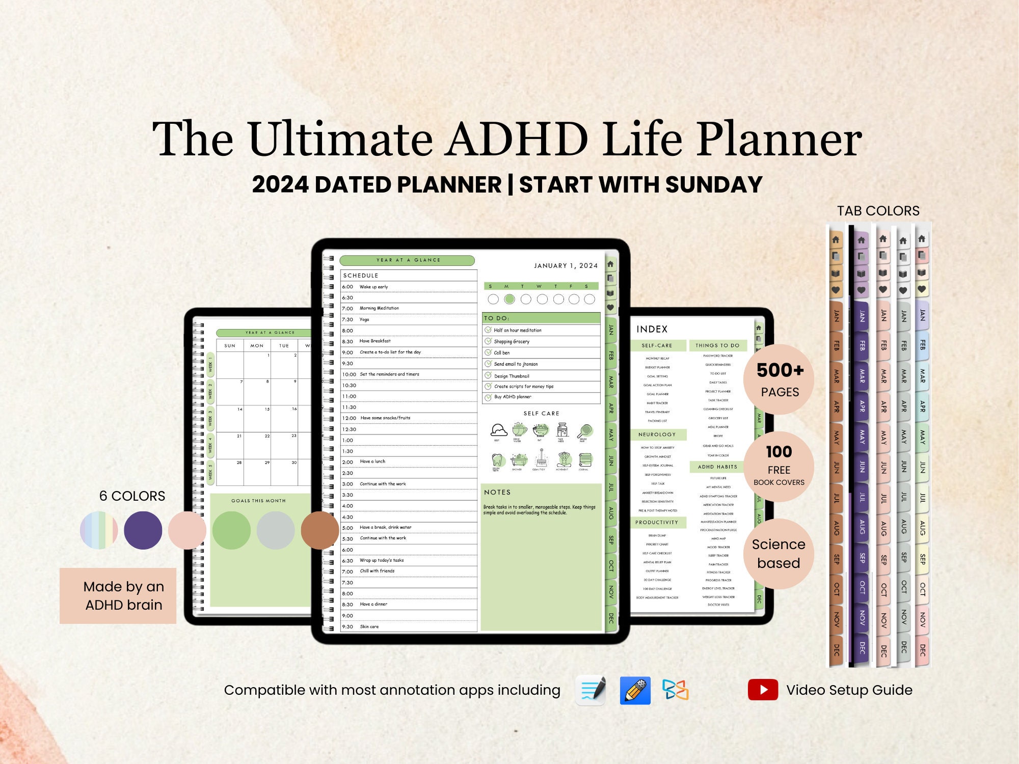 All in One ADHD Digital Planner for Goodnotes, iPad & Android. Adhd ...