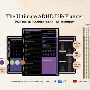 All in One ADHS Digital Planner für Goodnotes, iPad & Android. Adhd Digital Planner, ADHS Tagesplaner für Erwachsene