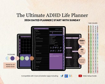All in One ADHD Digital Planner for Goodnotes, iPad & Android. Adhd Digital Planner, Adult ADHD Daily Planner